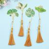 5 Pcs Chinese Style Bookmarks Page Markers Reading Bookmarkers Leaf Shape Bookmarks Metal Bookmarks with Tassels