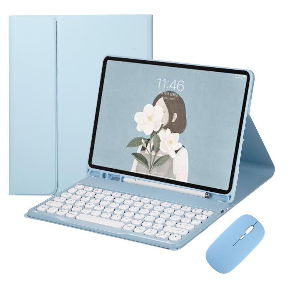 iPad 10.2 & Air 11 Round Cap Bluetooth Keyboard & Protective Case with Pen Slot Stand A16