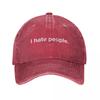 Vintage Bavlna Nesnáším lidi Baseballová čepice Pro Chlapce Dívku Snapback Sluneční klobouky Sarkastický Samotářský Autismus Úzkostný Úzkost Plachý Čepice Klobouky
