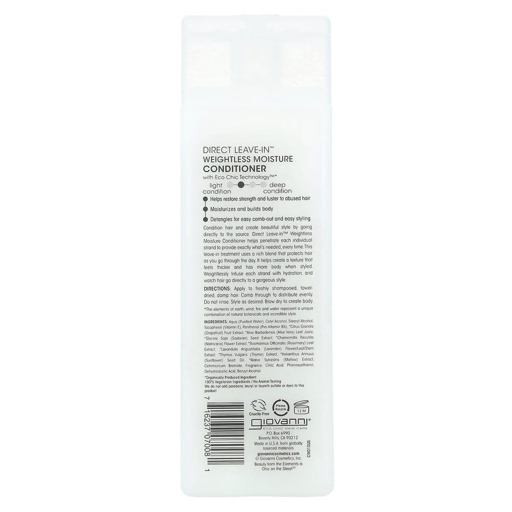 Giovanni Direct Leave-In Weightless Moisture Conditioner For All Hair Types 250ml (8.5 Fl Oz)