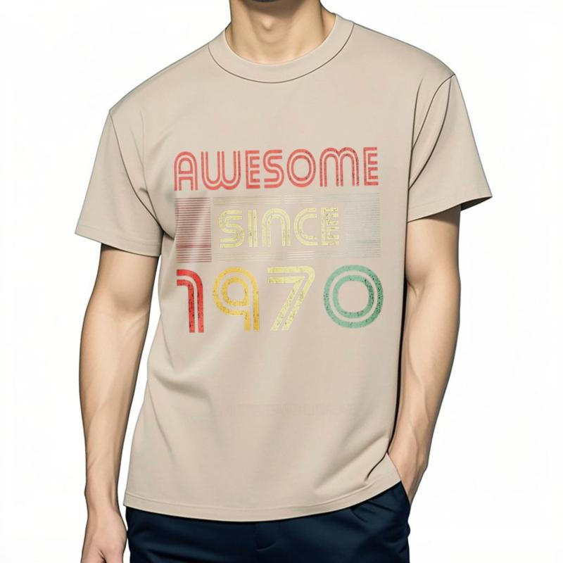 men brand tshirt Oversized summer Unisex tshirt Awesome Since 1970 Retro Design Short Sleeve Comfortable Crew Neck Teeshirt
