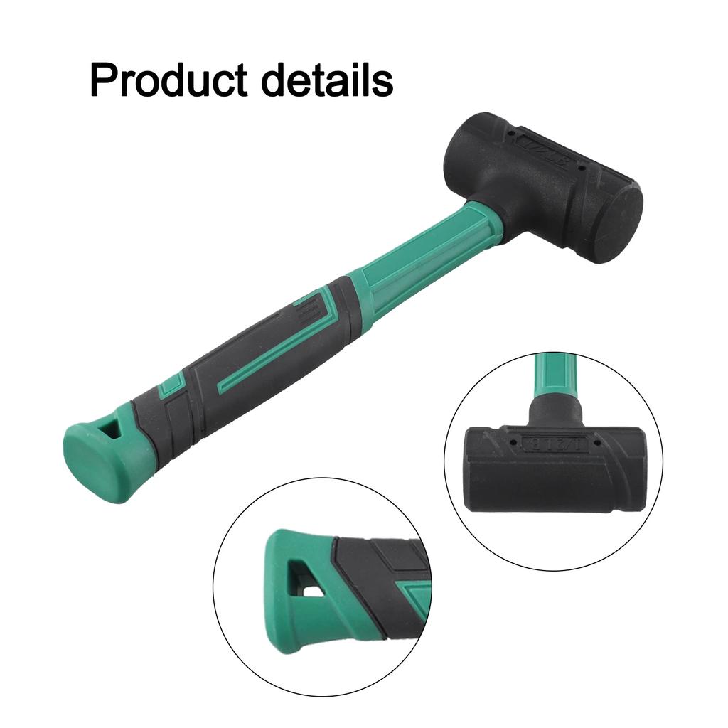 Non-elastic Rubber Hammer Half Hole Flat Top Black Installation Leather Hammer Hand Tools Power Tool Accessories