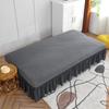 Velvet Jacquard Flower Grid Armless Sofa Cover Washable Elastic Slipcover Fitted Couch Bed Cover With Skirt