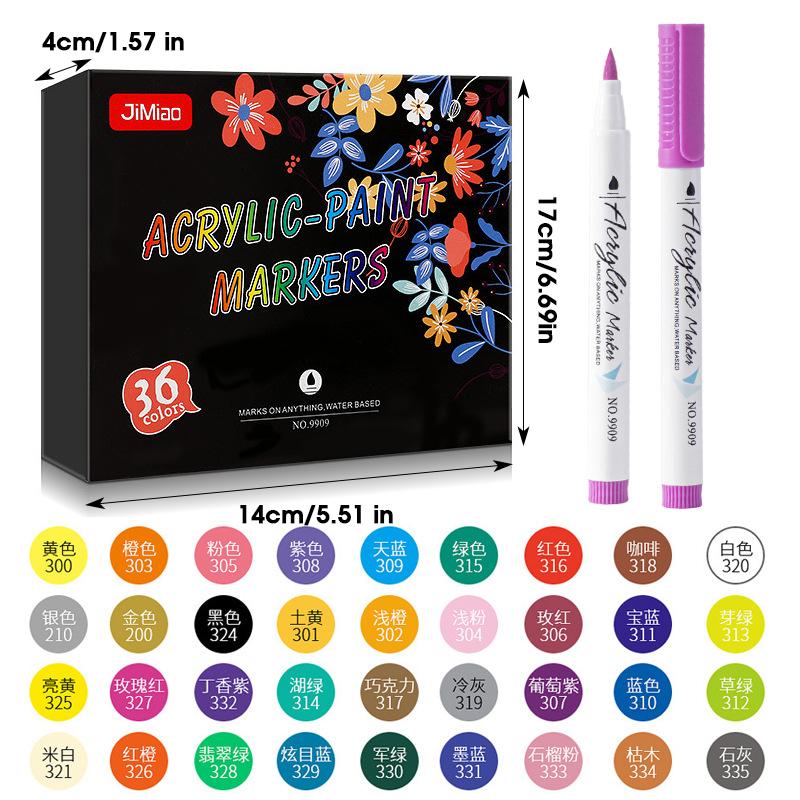 Acrylic Paint Markers Set 24/36 Colors for Wood Canvas Stone Rock Painting Glass Ceramic DIY Crafts Art Supplies