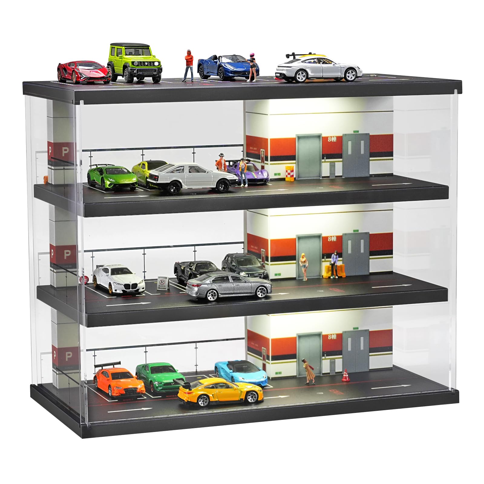 

Shoucangjia 1/64 Масштаб Диорама Гараж Модель автомобиля Витрина для Hot Wheels, Tomica и Matchbox, Органайзер для хранения маленьких игрушечных машинок