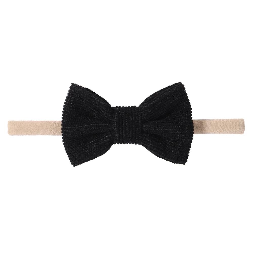 Solid Color Kids Bows Headband for Baby Girl Cute Handmade Knitted Bowknot Children Hair Ties Headwear Hair Accessory