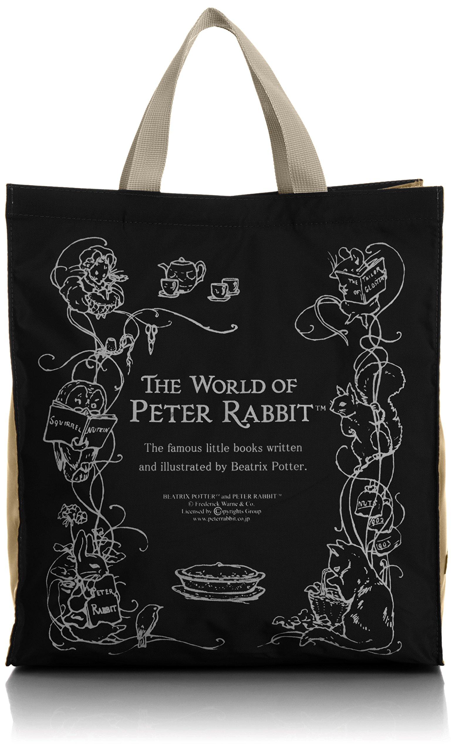 

Tote Bag with Peter Pattern Square Shopping Tote Bag Black [Peter Rabbit] Print, (A4 Compatible), 1809-0647-02, 0647,