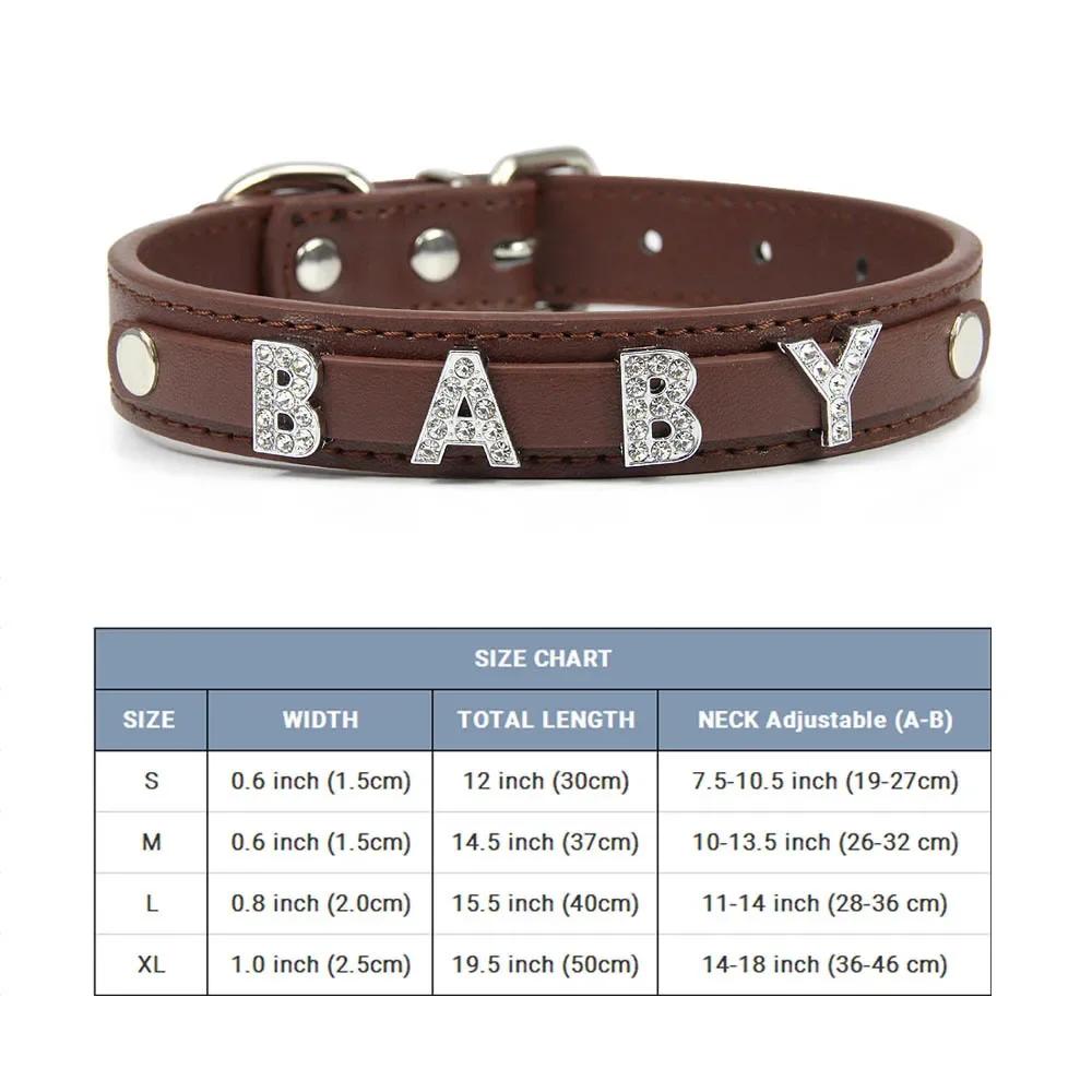 (Lettera Gratuita con Strass Bling)Collare Personalizzato in Pelle per Gatto Cane Collari per Cuccioli per Cani Piccoli Medi Target Nome ID Personalizzato