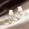 New Fashion Sweet Rose Ear Hook 925 Sterling Silver Jewelry Elegant Flower Earrings 3894