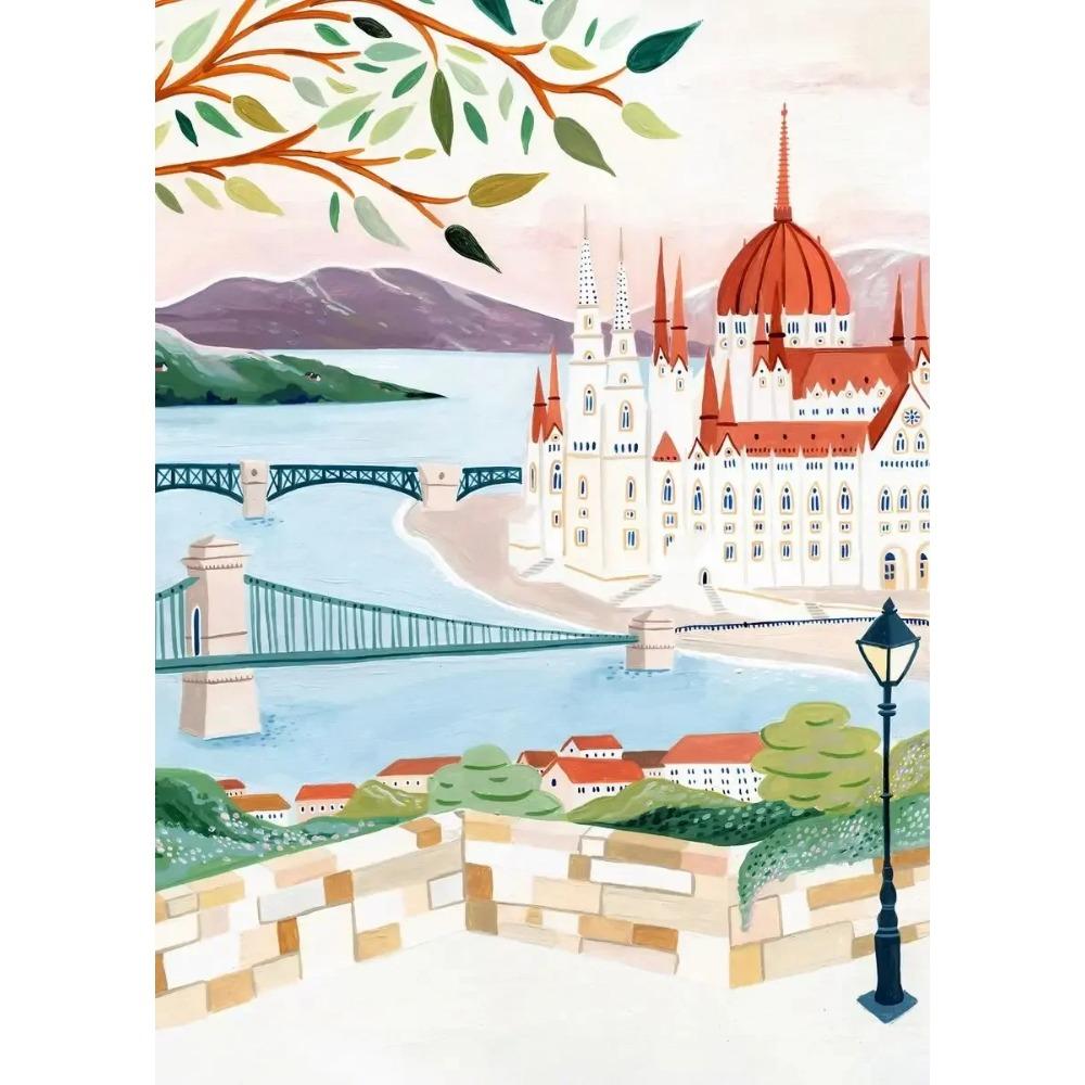 World Travel City Poster Landscape Greece Italy Florence Paris France Canvas Print Painting Wall Art Living Room Home Decorative