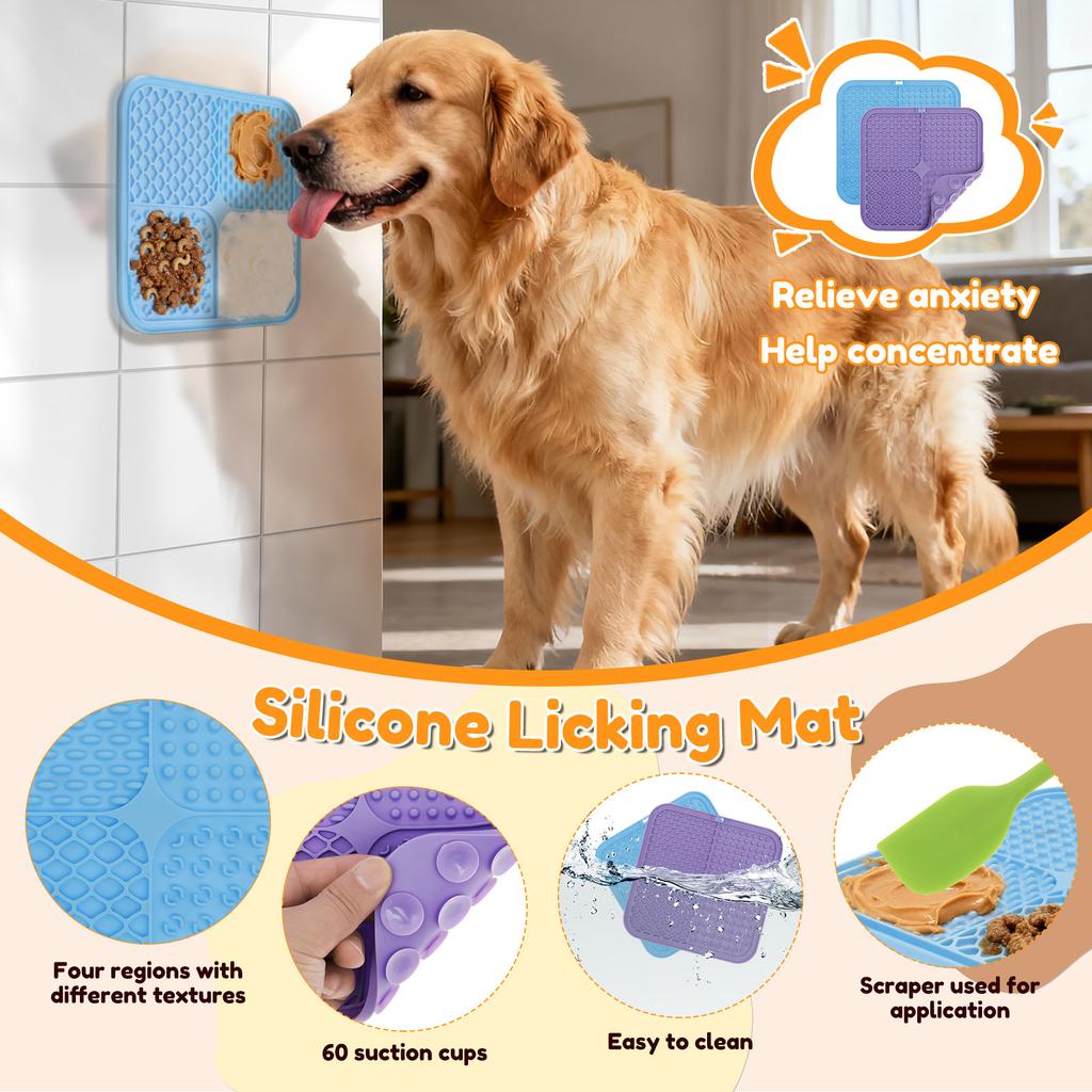 Dog Snuffle Mat Pet with Lick Mat Slow Feeder Interactive Toys to Keep Pets Busy and Reduce Anxiety