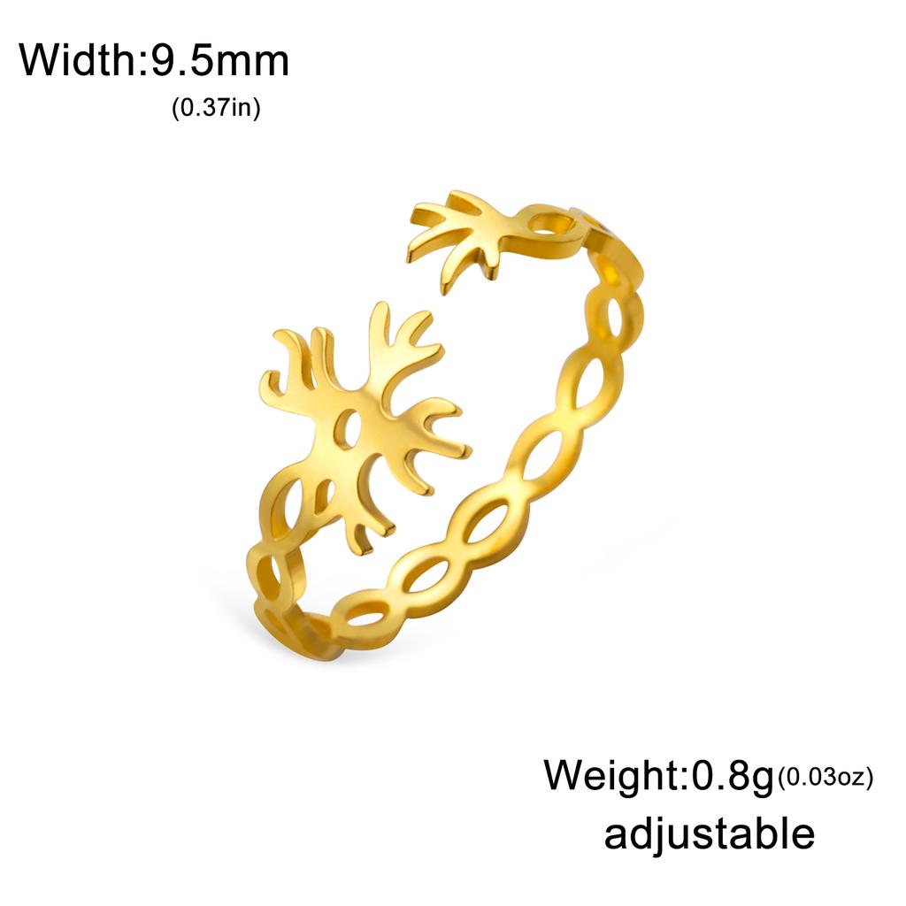 Handsome Neuron Symbol Ring Stainless Steel Adjustable Ring Minimalist Neurochemical Open Ring Gift
