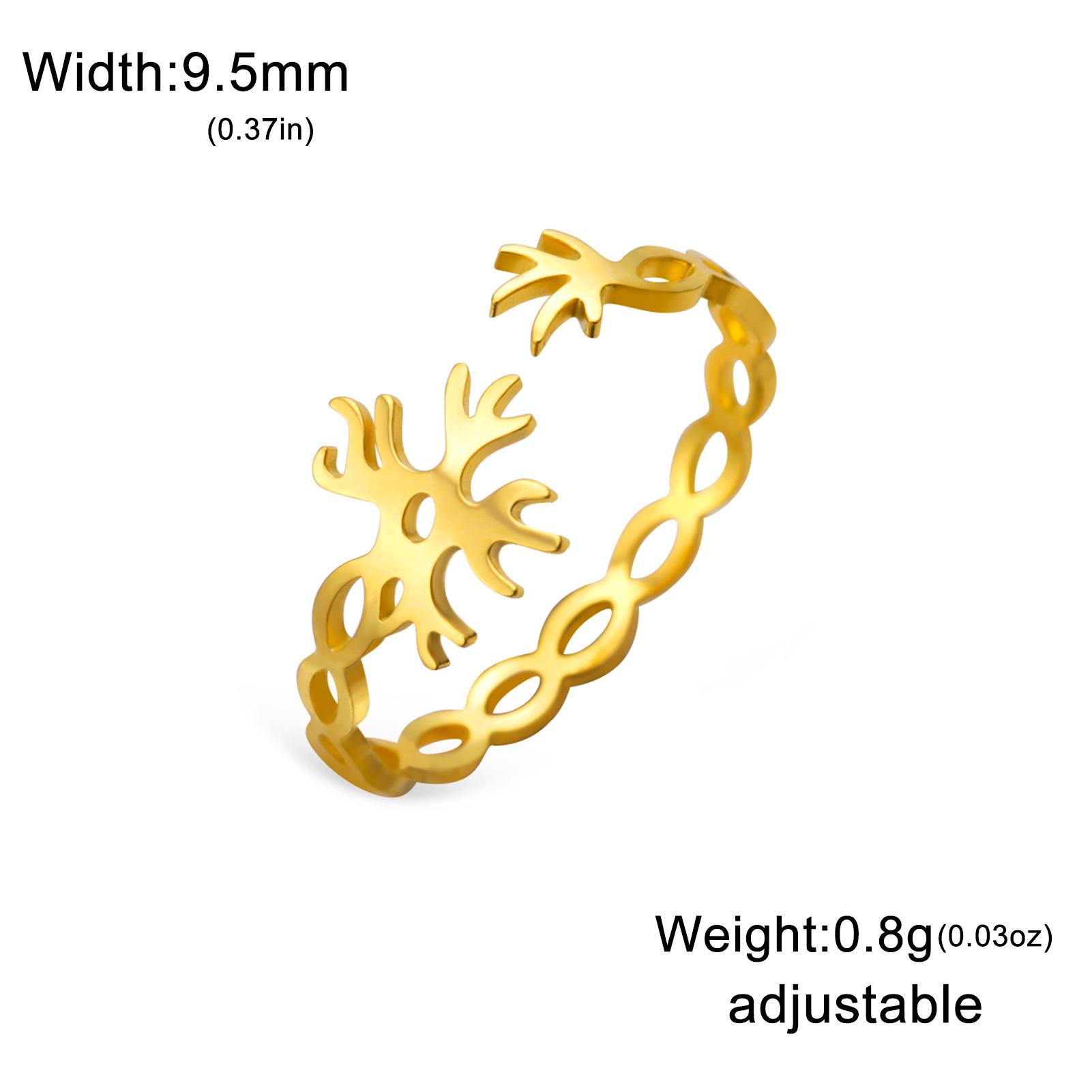Cazador Neuron Symbol Adjustable Women's Ring Stainless Steel Jewelry Gold Color Neural Chemistry Open Finger Rings Gifts 2026 Adjustable auriu