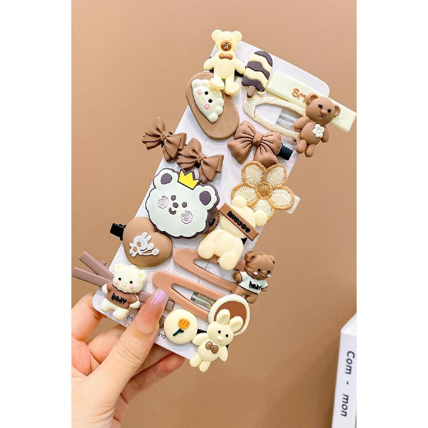 

14-piece Children s Buckle Set With Snap Fastener Clips коричневий