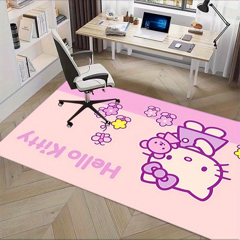 Office Rug Hello Kitty, Flowers Anti-Slip Rug, Machine Washable for Living Room, Bedroom, Office, Multiple Sizes, Bedroom Mat, Decorative Mat, Durable