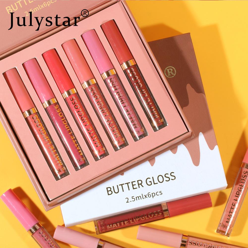 6pcs moisturizing and long-lasting three-dimensional lip gloss set, natural water light, beeping lip liquid, non-stick cup, non-fading lip gloss