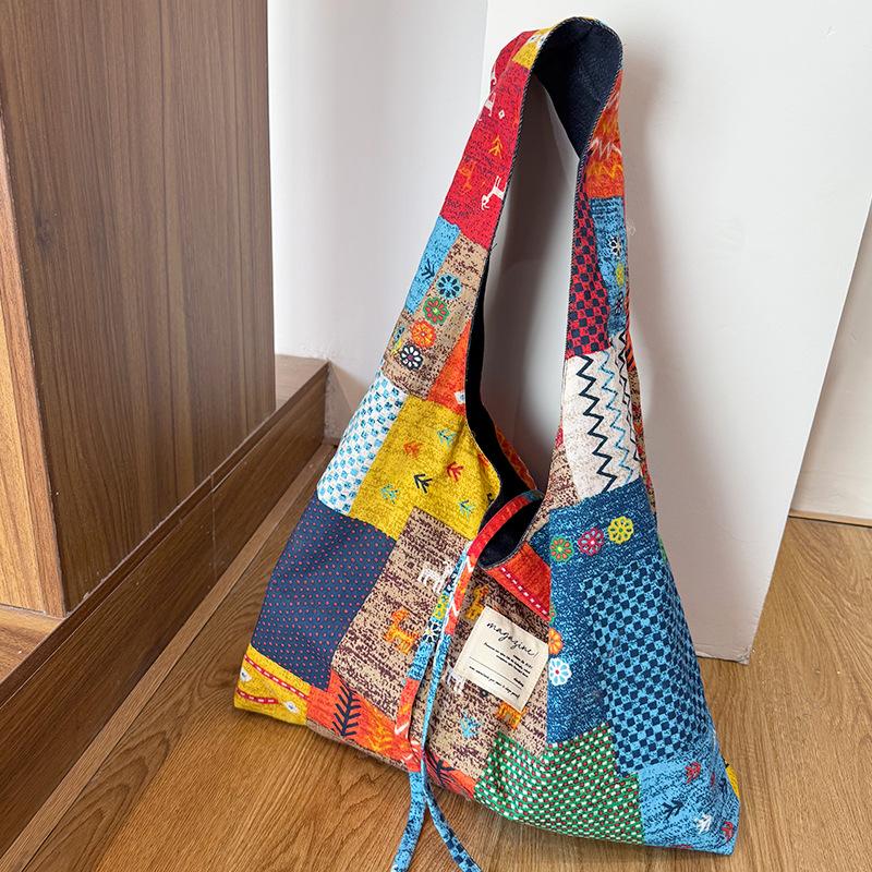 

Retro Plaid Women Double-sided Shoulder Bags Large Capacity Ladies Underarm Vest Bag Casual Patchwork Light Female Handbags Tote джинсовый
