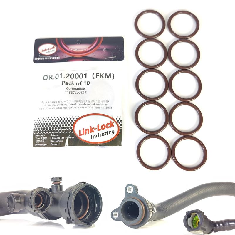10PCS FKM Viton OR.01.20001 Engine coolant Pipe/Water Hose O-Ring 11537600587 for BMW N13
