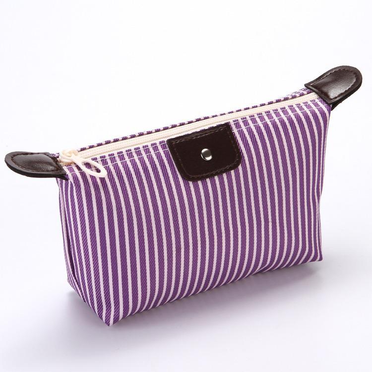 Korean Style Striped Dumpling Foldable Makeup & Toiletry Travel Bag