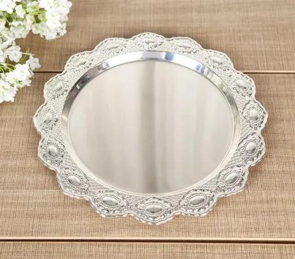 

High-grade 2/3 Layers Dessert Tray Silver Plated Round Metal Cake Stand Cupcake Tray Wedding Party Decoration Cake Display Stand 9.6 Inches
