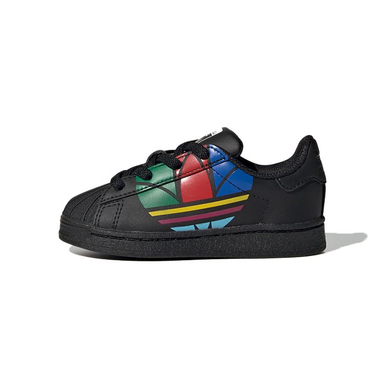 Adidas Originals Pure E Synthetic Leather Retro Durable Breathable Low-Top Walking Shoes Baby Shoes Black FW4018