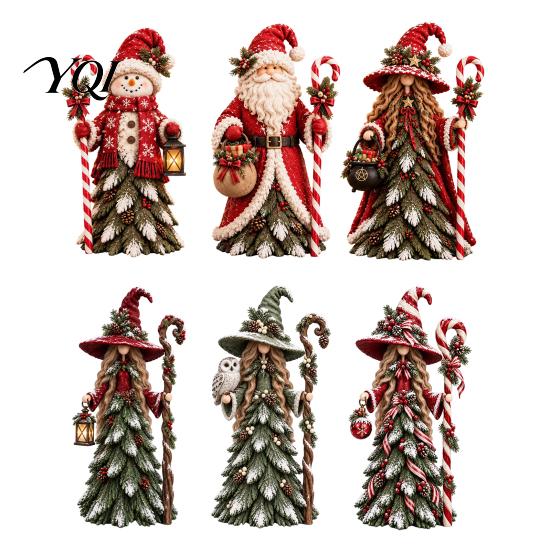 Christmas Witch Collectibles Santa Claus/Snowman/Witch Figurine with Tree Skirt Design, Table Centerpiece Decorative Figurines for Mantel Christmas,