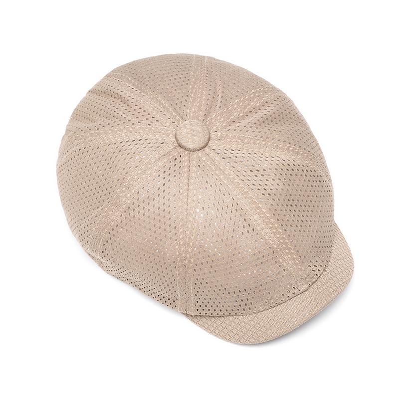 Summer Thin Breathable Mesh Cap Men's Hollow Cap Outdoor Sun Protection Sun Hat British Beret Octagonal Cap