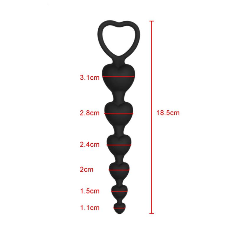 Heart Shaped Silicone Anal Beads Butt Plug Balls