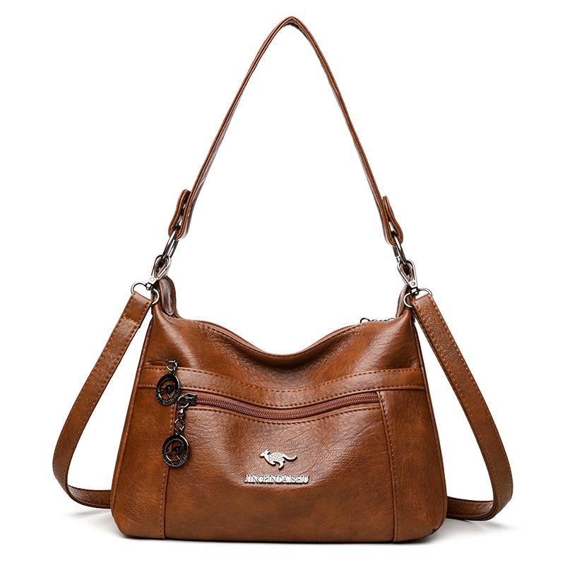 

Маленькая квадратная сумка из мягкой кожи большой вместимости женская на плечо сумка кросс-боди коричневый