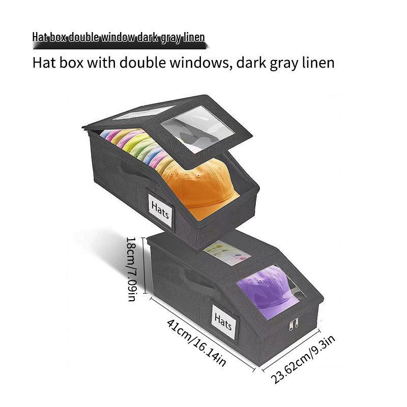 Multifunctional Foldable Hat Storage Box - Large Capacity, Dustproof, with Zippered Lid for Baseball Caps