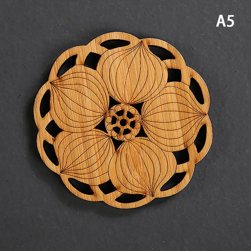 

Креативные подставки для напитков с цветком лотоса, деревянный круглый коврик для чашки, настольный коврик, кружка для чая, кофе, подставка для столовых приборов, украшение дома, кухонные аксессуары
