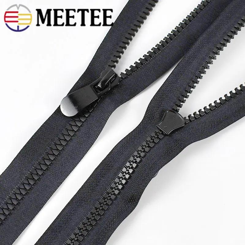 Meetee 8# 15# 70-150cm Open-End Resin Zippers Single Auto Lock Long Zips for Down Jacket Bags Tent Garment Sewing Accessories