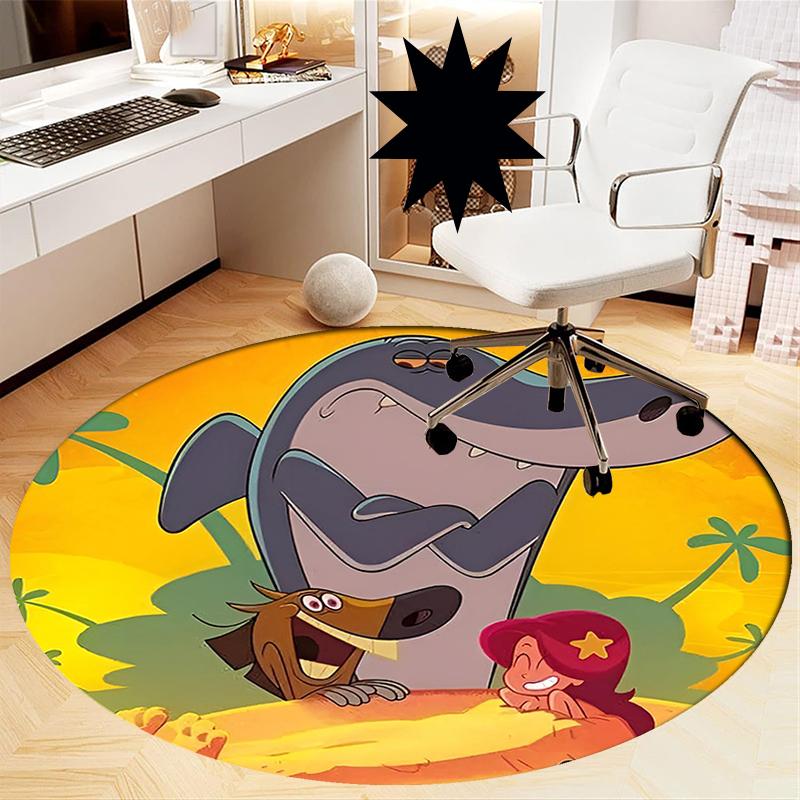 Tappeto Rotondo Stampato Zig & Sharko Tappeto per Sedia Tappeto per Area Tappetini per Ingresso, per Sedia da Ufficio Soggiorno Camera da Letto Cucina.