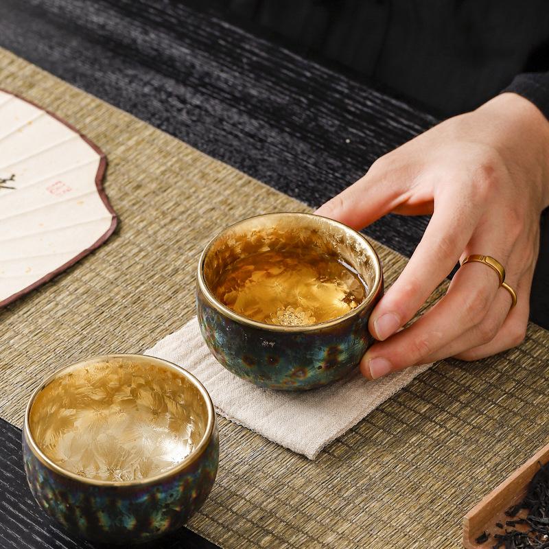 Silver-inlaid Colorful Peacock Gilded Jianzhan Kung Fu Tea Cup Personal Exclusive Master Cup Pure Hand-made Tea Cup