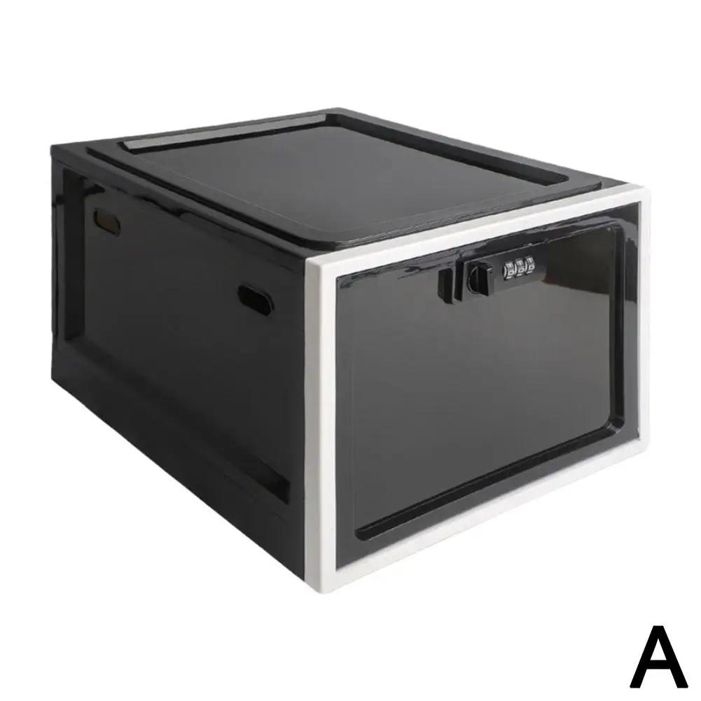 

Lockable Box Large Capacity Clear Locking Box For Storage Bin Organizer Box For Fridge Food/Home Safety Password Medicine B V7F7