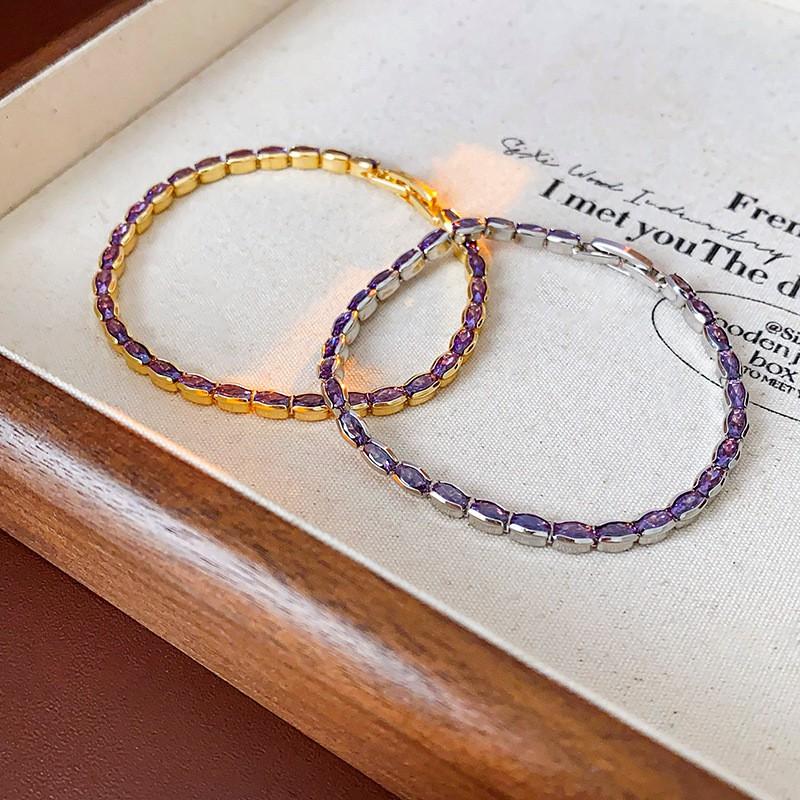 Geometric Zircon Crystal Bracelet Women Gold Plated Minimalist Fashion OL Style Statement Jewelry