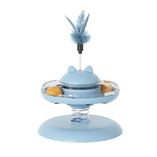 Turntable Funny Cat Toy with Dispenser Silent Smooth Built-in Food Track Anti-slip Base Cat Exercise Toy