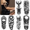 3 Stück Temporäre Tattoos Realistische Temporäre Tattoos Verzierter Totenkopf Totenkopf Tattoo Kapuzen-Skelett Für Erwachsene Männer Oberschenkel