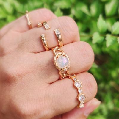 New Korean Trend Zircon Opening Adjustable Rings for Women Fashion Imitation Pearls Statement Ring Jewelry Party Accessories