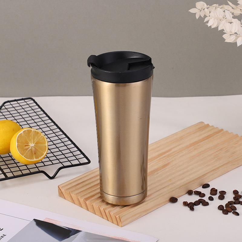 500ml Thermos Coffee Mug Stainless Steel Coffee Cup Classic Design Vacuum Flask Thermal Tumbler Insulated Water Bottle 500ml золотой