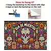 1 item Halloween party banner - a colorful polyester backdrop with traditional skull patterns