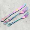 5Pcs Vintage Stainless Steel Cutlery Set Royal Spoon Forks Knives Dinner Silverware Colorful Dinnerware Kitchen Tableware Gift