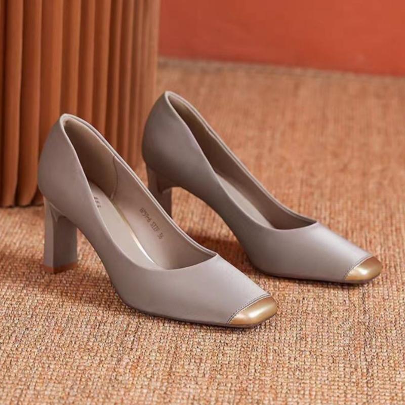 Fashion Women High Heels Square Toe Shoes 2025 Trend New Office Party Elegant Dress Casual Shoes Fashion Leather Pumps Zapatillas Mujer