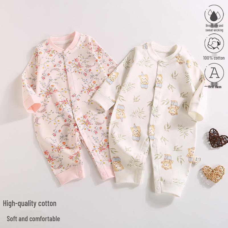 2025 New Pure Cotton Baby Jumpsuit for Spring, Autumn, and Winter - Newborn Toddler Inner Wear