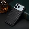For iPhone 17 Pro Case with Card Holder Leather+PC+TPU Crocodile Textured Back Cover