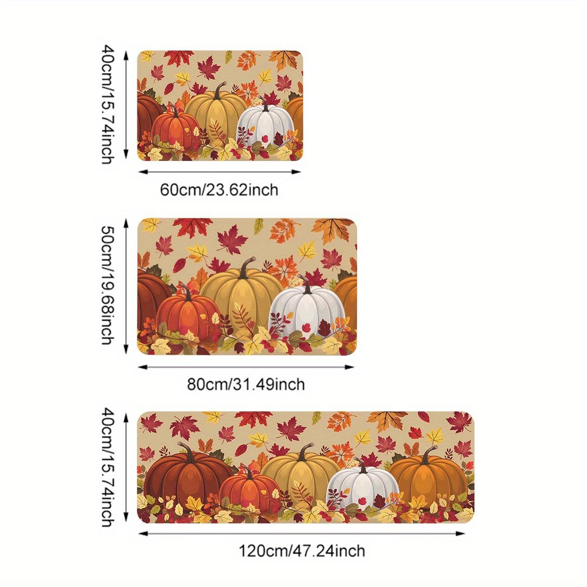 

Thanksgiving Carpet Pumpkin Maple Leaf Carpet Kitchen Rug Long Carpet Doormat Living Room Bedroom Sofa Soft Floor Mat 40X60CM (1.3X2FT