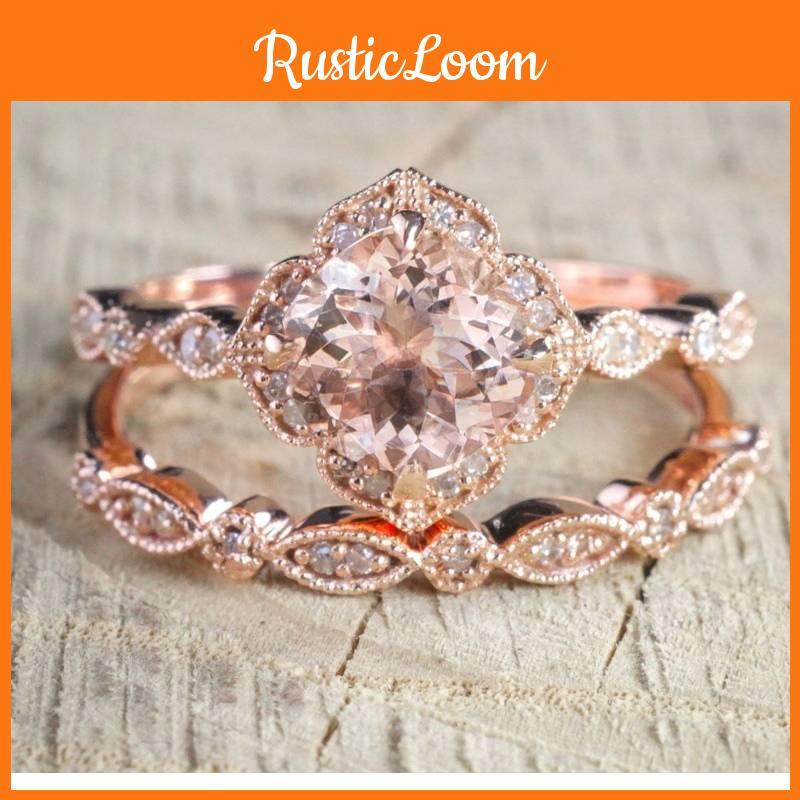 Charm Zirkon Oval Kristall Brautring Roségoldplattiert Strassring Hochzeit