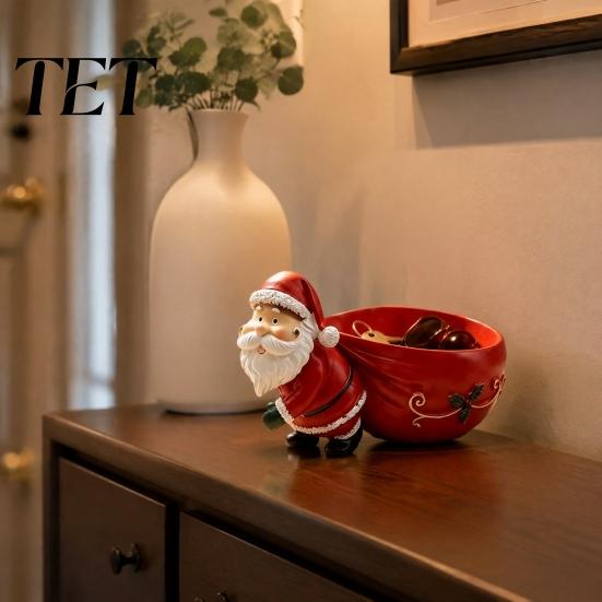 Holiday Party Serving Bowl Santa Claus Candy Bowl, Resin Christmas Desktop Organizer, Decorative Fruit Dish, Gift for Family Creative Storage Tabletop