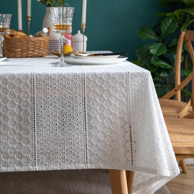 White lace tablecloth for wedding french hotel luxury tablecloth rectangular solid elegant tablecloth | tablecloths