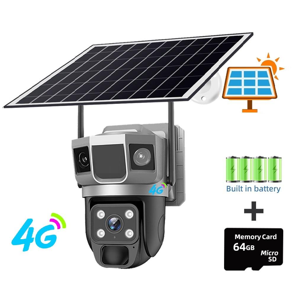 Güneş Enerjili Gözetim AOV Tam Renkli Gece Görüşü Dış Mekan Su Geçirmez 24 Saat Kayıt Güneş Enerjili Kamera